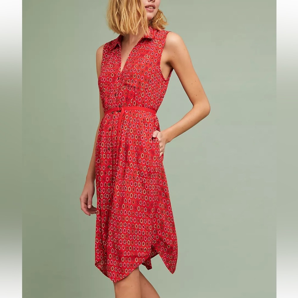 Mauve Anthropologie Daisy midi shirt dress size 6
